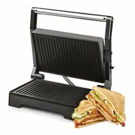 Ufesa Grill Haku PR1100 Parrilla Eléctrica de Contacto 1000W, Placas Apertura 180°, Negro, Dimensiones 30.2x27.8x11.3 cm, Antiadherente