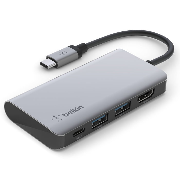 Belkin AVC006BTSGY Adaptador Multimedia USB-C 4 en 1 con HDMI 4K y Carga 100W Belkin AVC006BTSGY Adaptador Multimedia USB-C 4 en 1 con HDMI 4K y Carga 100W