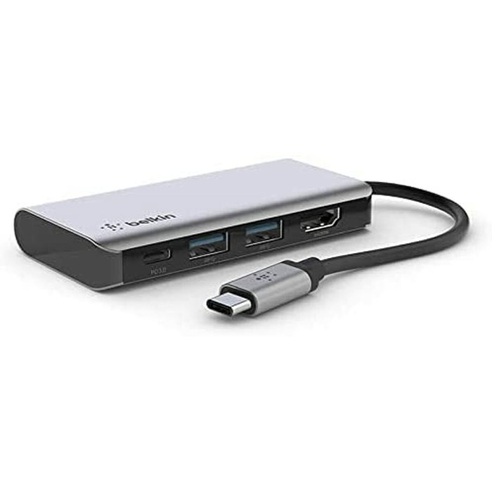 Belkin AVC006btSGY Adaptador Multiport USB-C 4 en 1 con HDMI 4K y Carga 100W