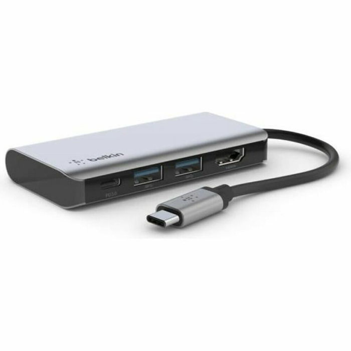 Belkin AVC006btSGY Adaptador Multiport USB-C 4 en 1 con HDMI 4K y Carga 100W