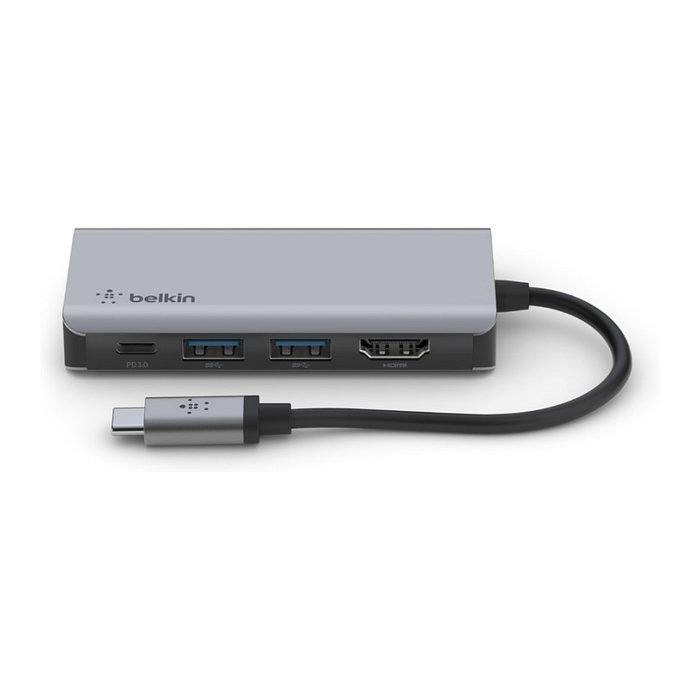 Belkin AVC006btSGY Adaptador multiport USB-C 4 en 1, USB 3.2 Gen 1, 100W, HDMI 4K, USB-A, Plata Belkin AVC006btSGY Adaptador multiport USB-C 4 en 1, USB 3.2 Gen 1, 100W, HDMI 4K, USB-A, Plata