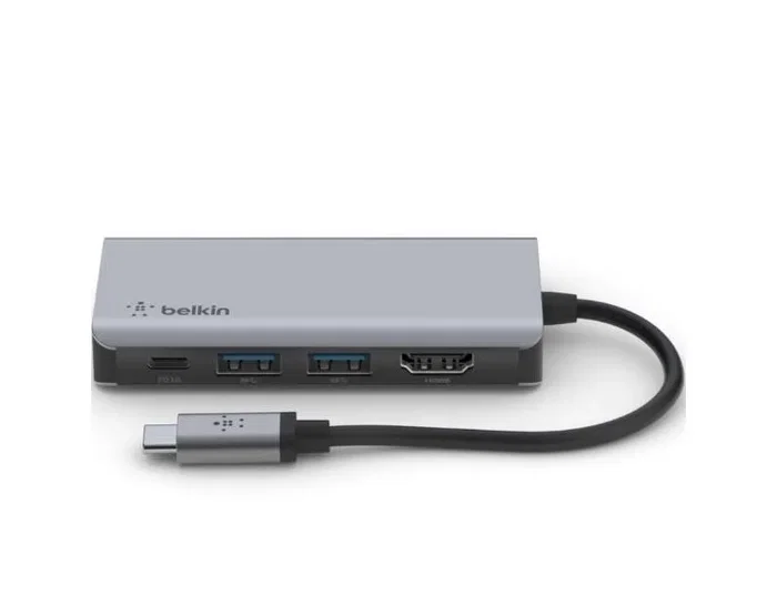 Belkin AVC006btSGY Adaptador Multiport USB-C 4 en 1 con HDMI 4K y Carga 100W