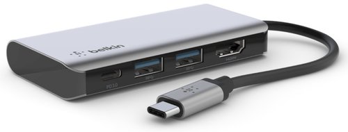 Belkin AVC006btSGY Adaptador Multiport USB-C 4 en 1 con HDMI 4K y Carga 100W