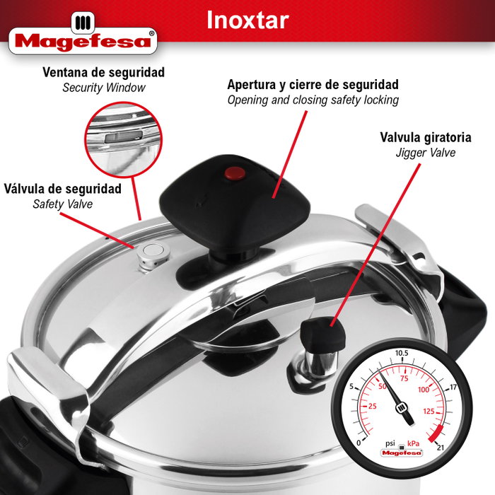 MAGEFESA Olla a presión INOXSTAR 6 litros de acero