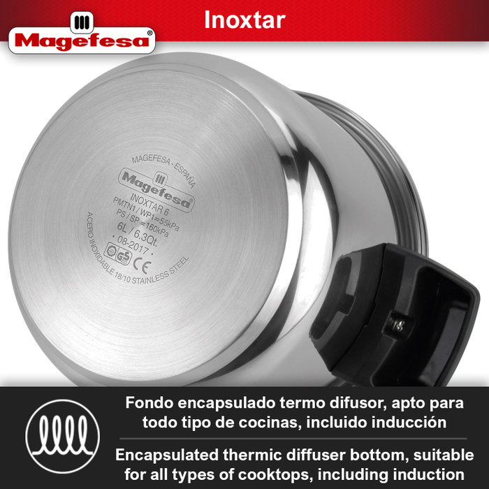 MAGEFESA Olla a presión INOXSTAR 6 litros de acero