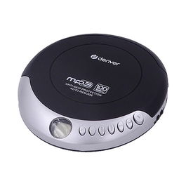 Denver DMP-391 Reproductor de CD Portátil MP3 Antichoque, Negro y Gris, con Auriculares Incluidos