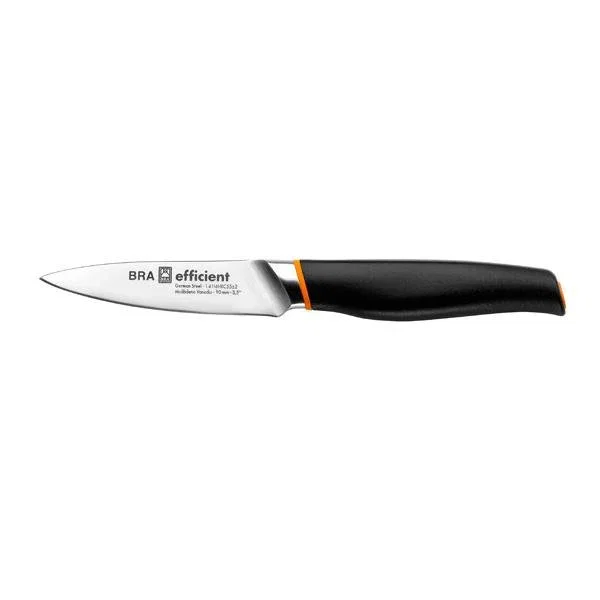 BRA Cuchillo de Cocina Universal Efficient A198000, Hoja Acero Inoxidable Molibdeno Vanadio 9 cm, Mango Ergonómico Polipropileno Negro - 1 Pieza
