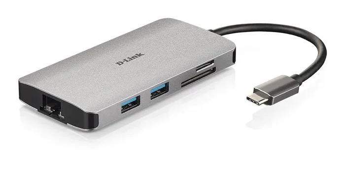 D-Link DUB-M810 Hub USB-C 8 en 1 con HDMI, Ethernet y Lector de Tarjetas