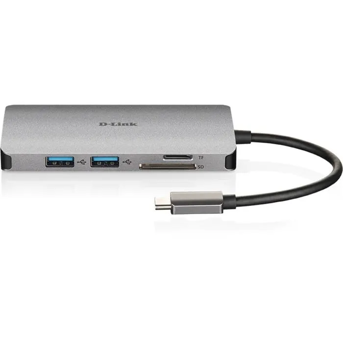 D-Link DUB-M810 Hub USB-C 8 en 1 con HDMI 4K, Ethernet y Carga 100W, Gris