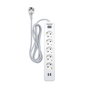 Philips Spn3052wa/10 Base Múltiple 5 Tomas Schuko con Interruptor y 2 USB a 2.4A, Cable 2m, Blanco