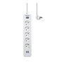 Philips Spn3052wa/10 Base Múltiple 5 Tomas Schuko con Interruptor y 2 USB a 2.4A, Cable 2m, Blanco