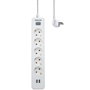 Philips Base múltiple con 5 tomas Schuko, 2 USB y cable de 2 m, blanca