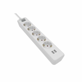 Philips Base múltiple con 5 tomas Schuko, 2 USB y cable de 2 m, blanca