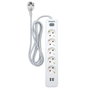 Philips Base múltiple con 5 tomas Schuko, 2 USB y cable de 2 m, blanca