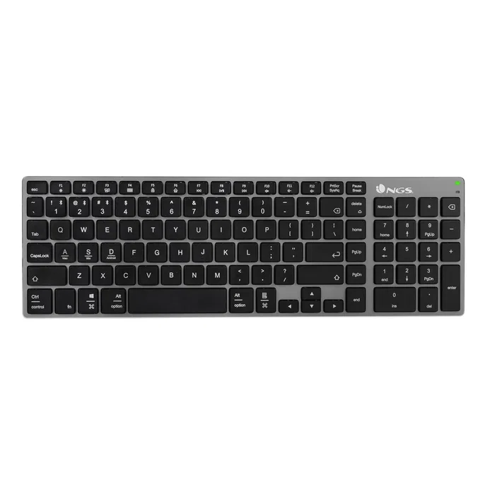 NGS Fortune-BT Teclado Inalámbrico Multidispositivo Bluetooth 5.0 Recargable Gris. Diseño Slim y Teclas X-Type Silenciosas de Aluminio