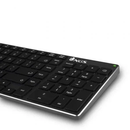 NGS Fortune-BT Teclado Inalámbrico Multidispositivo Bluetooth 5.0 Recargable Gris. Diseño Slim y Teclas X-Type Silenciosas de Aluminio