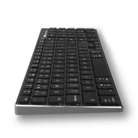 NGS Fortune-BT Teclado Inalámbrico Multidispositivo Bluetooth 5.0 Recargable Gris. Diseño Slim y Teclas X-Type Silenciosas de Aluminio