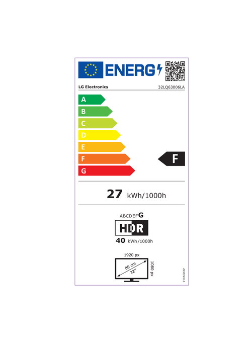 LG 32LQ63006LA.AEU - Smart TV LED 32" Full HD 1080p, WebOS 22, Wi-Fi, HDR10, Dolby Digital, Negro Ceramic