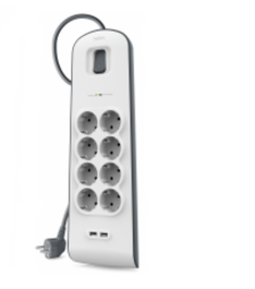BELKIN BSV804VF2M Limitador de Tensión Blanco 8 Salidas AC 2 m