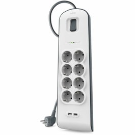 Belkin BSV804VF2M Regleta de protección con 8 salidas AC, 2 puertos USB y cable de 2 m