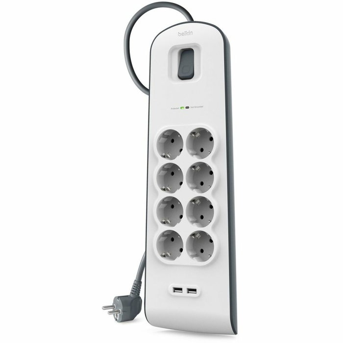 Belkin BSV804VF2M Regleta de protección con 8 salidas AC, 2 puertos USB y cable de 2 m Belkin BSV804VF2M Regleta de protección con 8 salidas AC, 2 puertos USB y cable de 2 m