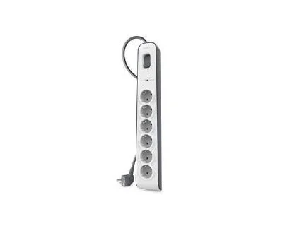 Belkin Regleta de Protección contra Sobretensiones con 6 Tomas, Blanco/Gris