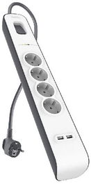Enchufe Protector Belkin 4 Salidas (Regleta) +2X Usb Con Proteccion Contra Sobretensiones Cable 2 Metros Blanco/Gris