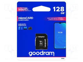 GOODRAM Tarjeta de memoria microSDXC 128GB Clase 10 UHS I con adaptador