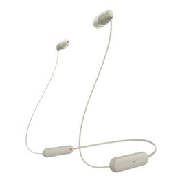 Sony WI-C100 Auriculares Inalámbricos Neckband Bluetooth 5.0, Tecnología DSEE, 25h Batería, Resistencia IPX4, Almohadillas Incluidas, Color Beige