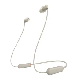 Sony WI-C100 Auriculares Inalámbricos Intrauditivos Bluetooth con Micrófono, Batería hasta 25h, Resistente al Sudor IPX4, Beige