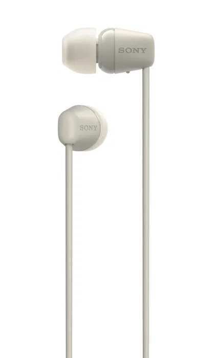 Sony WI-C100 Auriculares Inalámbricos Intrauditivos Bluetooth con Micrófono, Batería hasta 25h, Resistente al Sudor IPX4, Beige