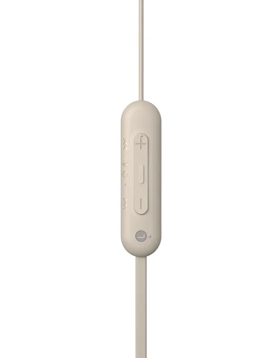 Sony WI-C100 Auriculares Inalámbricos Intrauditivos Bluetooth con Micrófono, Batería hasta 25h, Resistente al Sudor IPX4, Beige