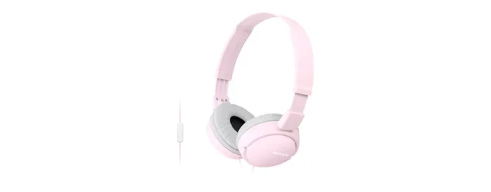 Sony Auriculares Diadema MDR-ZX110AP con Micrófono, Cable 3.5mm, Plegables, Almohadillas Supraaurales, Color Rosa, para Llamadas y Música