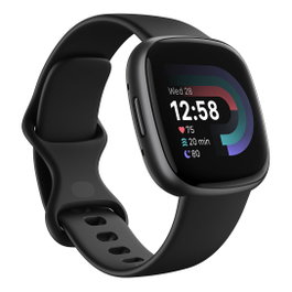 Fitbit Versa 4 Grafito - Reloj Inteligente con GPS, Monitor de Frecuencia Cardíaca, Batería de 6 Días, Resistente al Agua 50 m, Pantalla Táctil, Alexa
