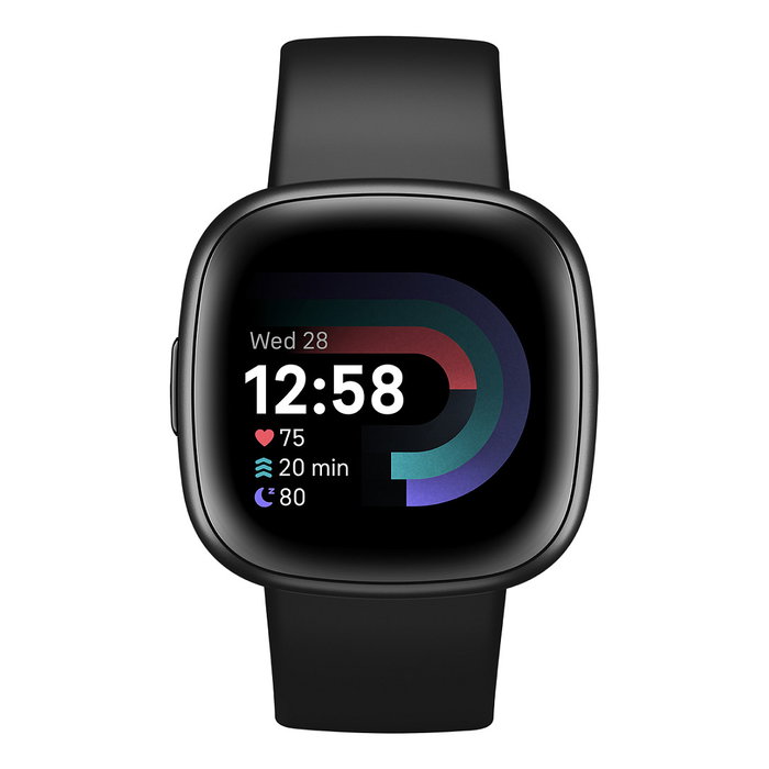 Fitbit Versa 4 Grafito - Reloj Inteligente con GPS, Monitor de Frecuencia Cardíaca, Batería de 6 Días, Resistente al Agua 50 m, Pantalla Táctil, Alexa