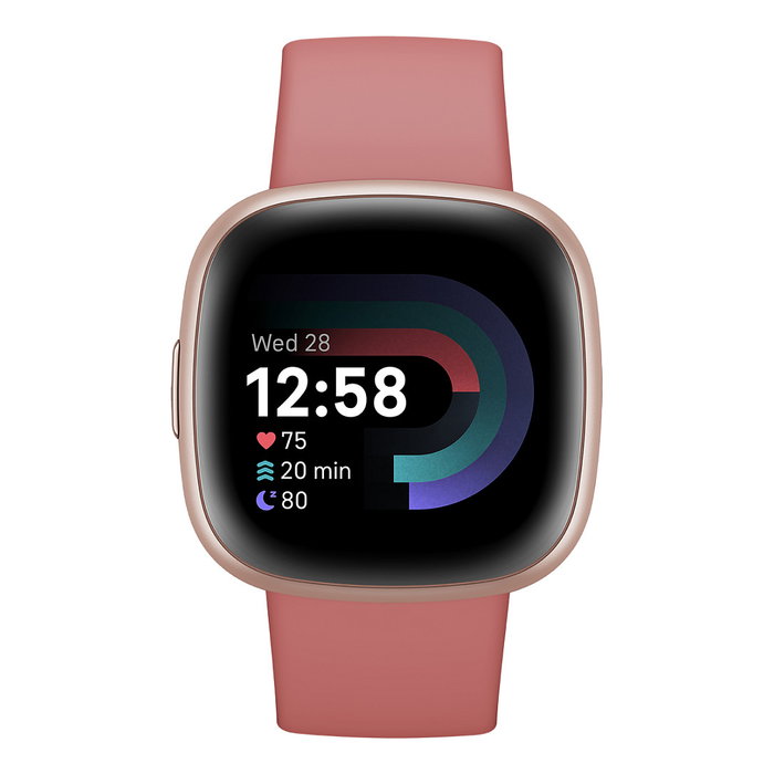 Fitbit Versa 4 copper rose - Reloj inteligente con GPS, pantalla táctil, monitor cardíaco, resistente al agua 50m