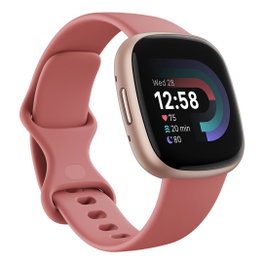 Fitbit Versa 4 copper rose - Reloj inteligente con GPS, pantalla táctil, monitor cardíaco, resistente al agua 50m