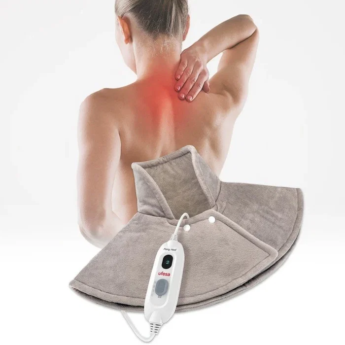 Ufesa Flexy Heat NC Complex Almohadilla Eléctrica Cervical 100W 60x62 cm - 3 Niveles de Calor, Lavable, Autostop, Alivia Dolores Musculares