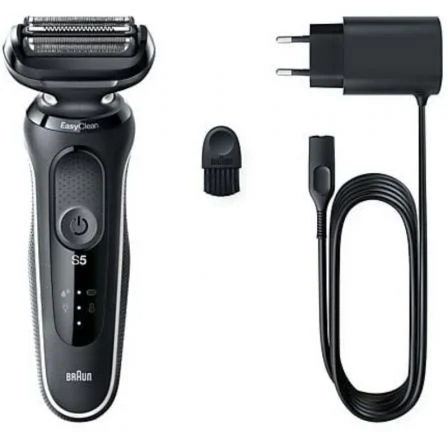 Braun Afeitadora Series 5 51-W1000S Eléctrica para Seco y Mojado con Batería Iones de Litio 3 Cuchillas Flexibles AutoSense 50 Minutos