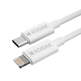 Kodak 30425989 Cable USB-C a Lightning 1m Blanco para iPhone - Alta Velocidad 480 Mbps - Durable y Flexible - M/M