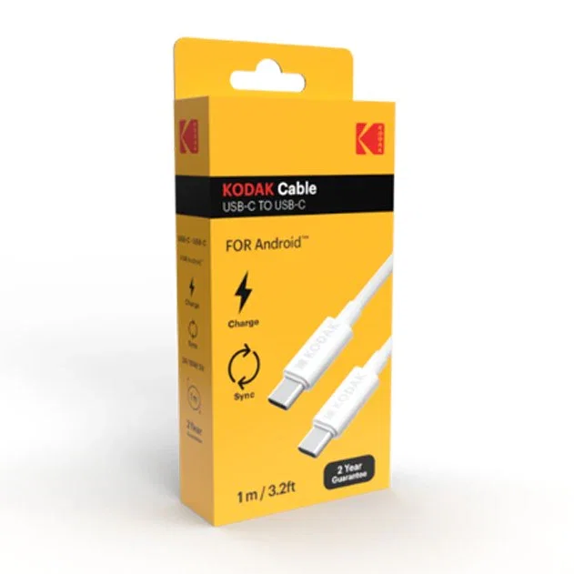Kodak Cable USB C a USB C 1m, Blanco, Velocidad de Transferencia 480 Mbps, 30425972