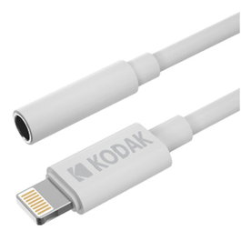 Kodak Cable Aux a Lightning de 11cm para iPhone/iPad, Color Blanco