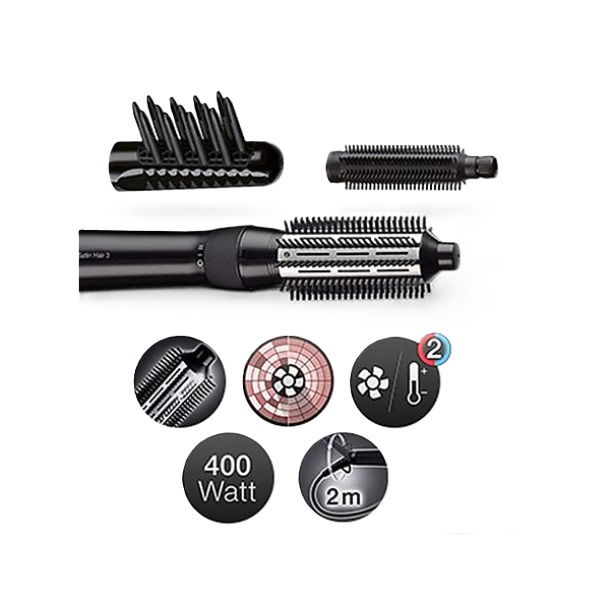Braun AS330 Cepillo de Aire Caliente Satin Hair 3 - Negro, 400 W, Alisado y Rizado, Para Todo Tipo de Cabello Largo y Medio Seco o Mojado