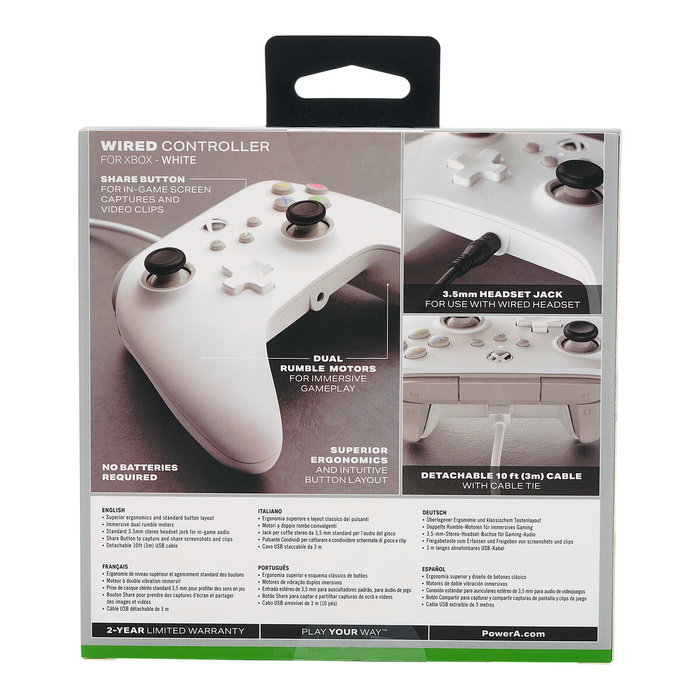 PowerA Mando con cable para Xbox Series X/S Blanco