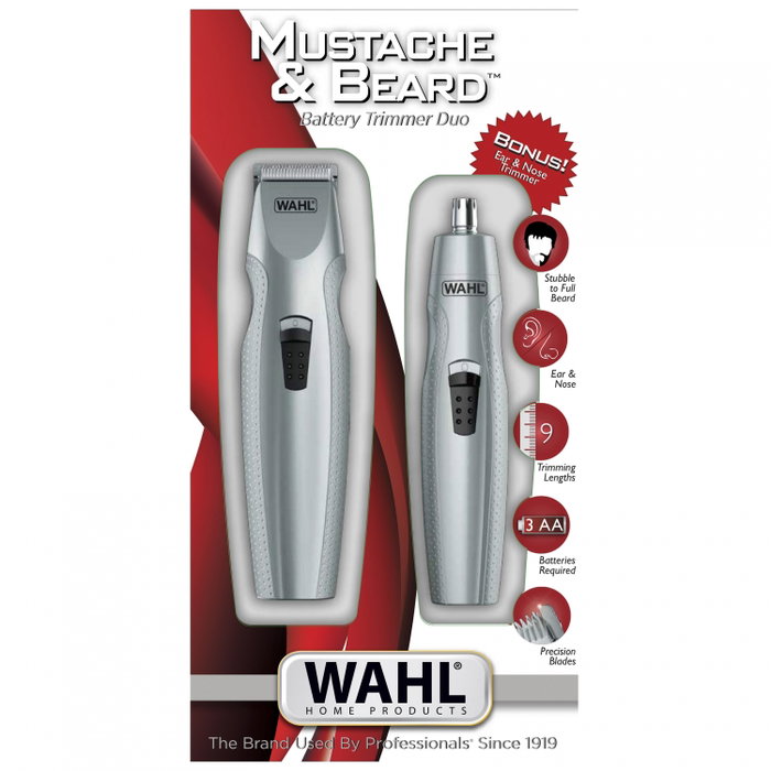Wahl Cortabarbas y Recortadora de Nariz y Orejas Mustache & Beard