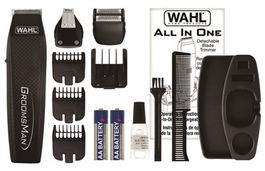 Wahl 5537-3016 Multigroomer Groomsman, Precisión 2-12mm, 3 Cabezales, Cuchillas Carbono Autoafilables, A Pilas para Viajar