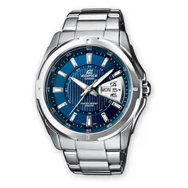 Casio EF129D2AVEF Reloj Analógico para Hombre de Acero Inoxidable con Dial Azul, Brazalete Azul y Gris, Resistente al Agua