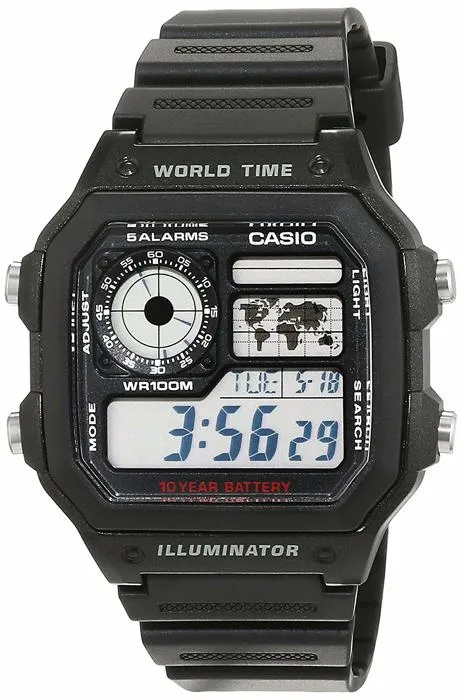 Casio AE-1200WH-1AVEF Cronógrafo Resistente al Agua 10 Bar Reloj Digital para Hombre