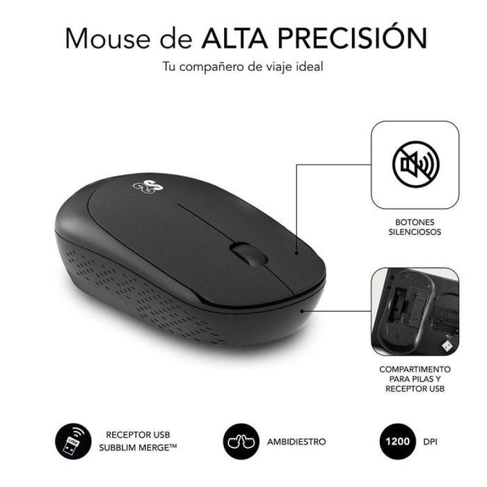 Subblim Combo Business Slim Silencioso Inalámbrico 2.4G Negro CSSW10
