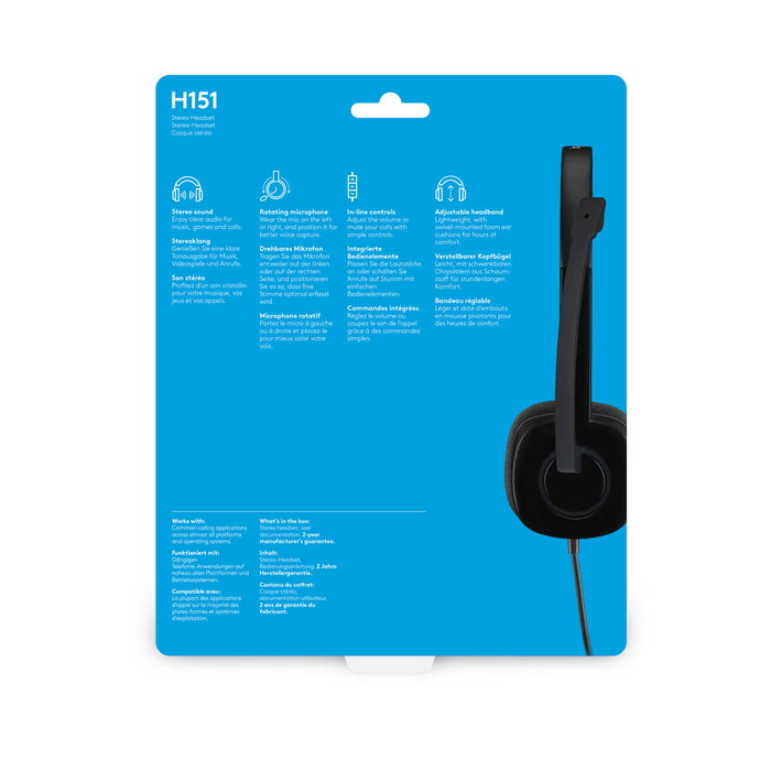 Logitech Stereo Headset H151 Negro Logitech Stereo Headset H151 Negro